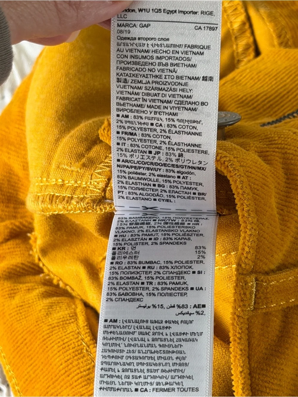 Gap Girls Mustard  Yellow  High Stretch Jogging Corduroy  Size 14  NEW
